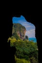 Limestone cave cliff in Krabi Ao Nang, Ton Sai and Phi Phi island, Thailand Royalty Free Stock Photo